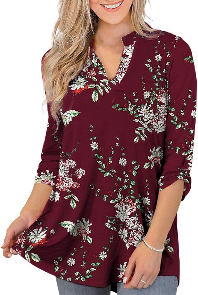 Othyroce Womens Floral Printed Tunic Tops for Stylish Comfort