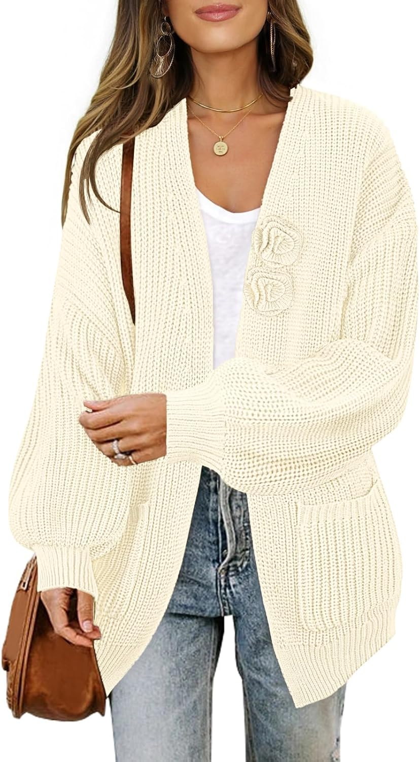 MEROKEETY Women's Open Front Chunky Cardigans for Cozy Style
