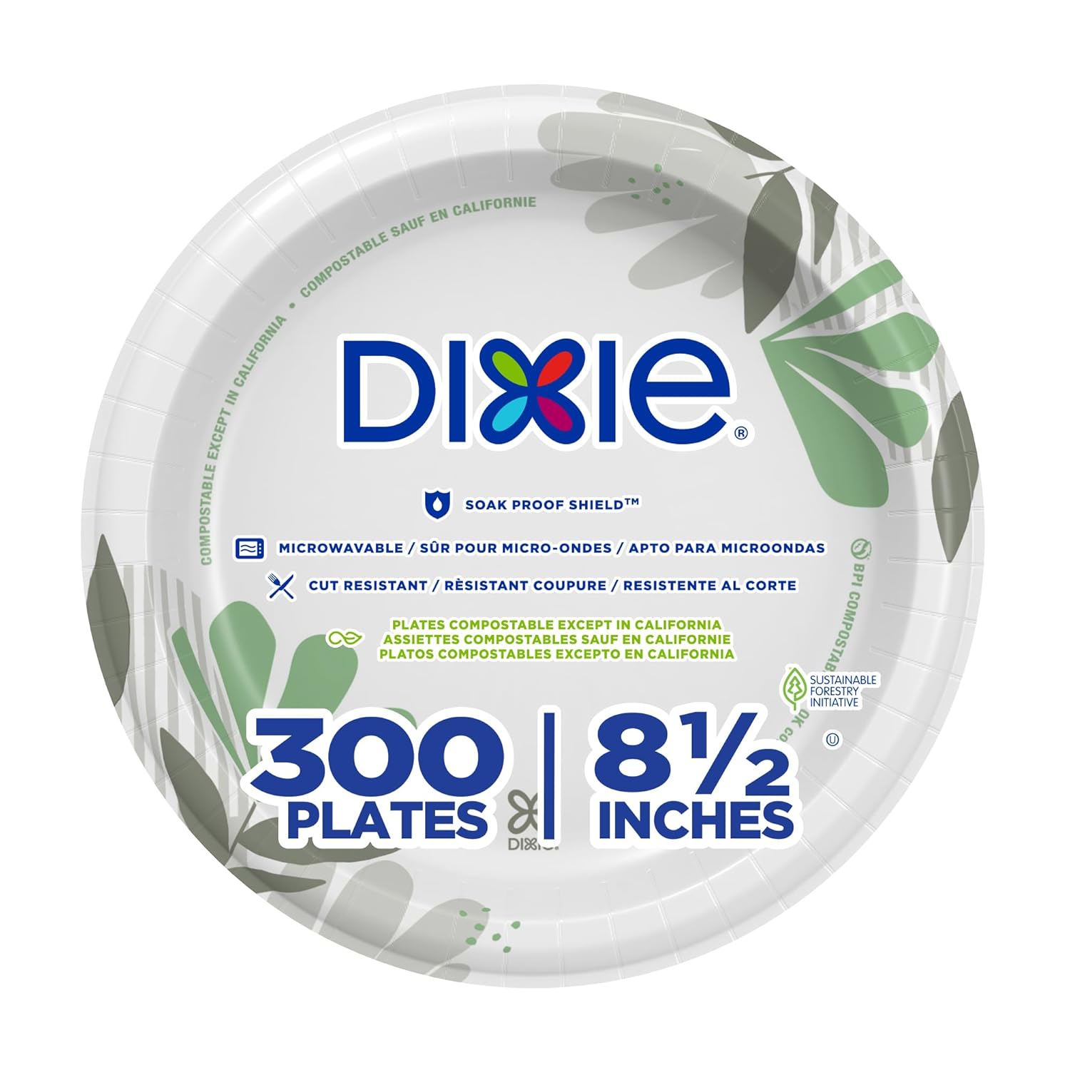 Dixie 8 1/2 Inch Medium-Weight Disposable Paper Plates for All