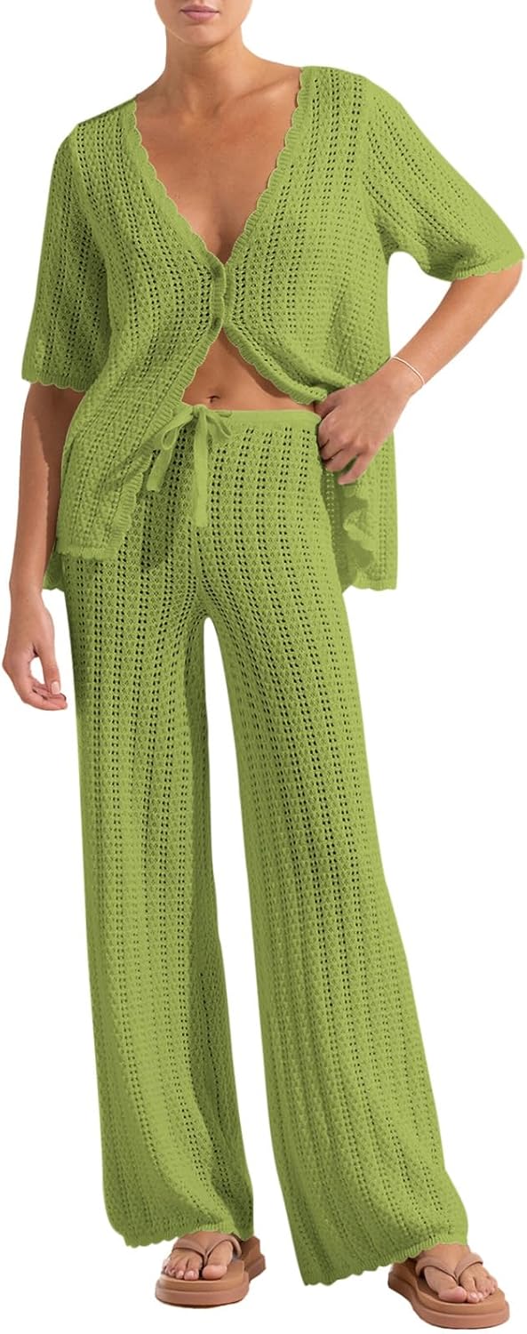 Imily Bela Women's Summer Crochet Swimsuit Cover Up Set