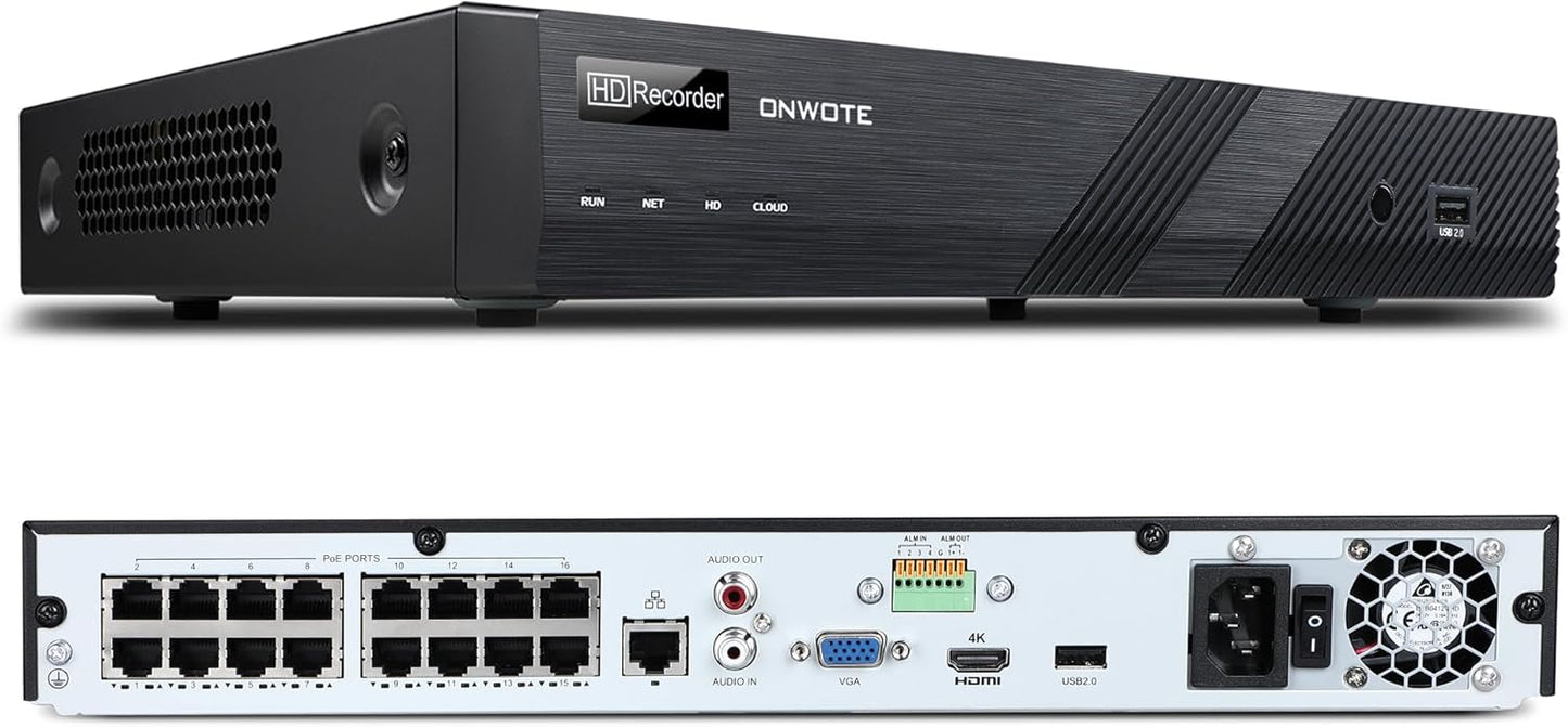 ONWOTE 6K 12MP 16 Channel PoE NVR for Superior Security