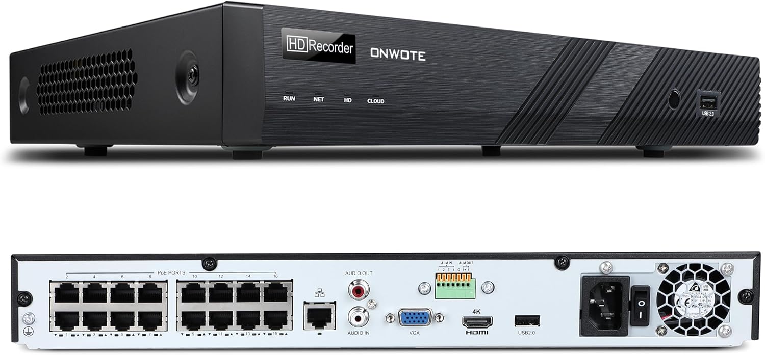 ONWOTE 6K 12MP 16 Channel PoE NVR for Superior Security