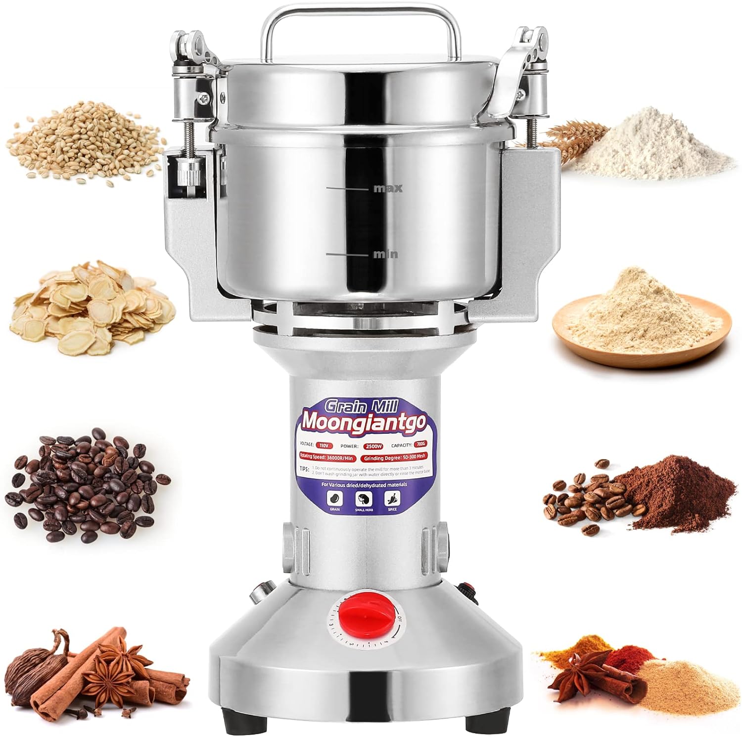 Moongiantgo Electric Grain Mill Grinder for Spices and More