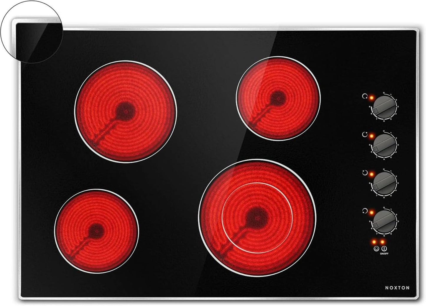 Noxton 30 Inch Electric Cooktop with 4 Burners and Knob Control