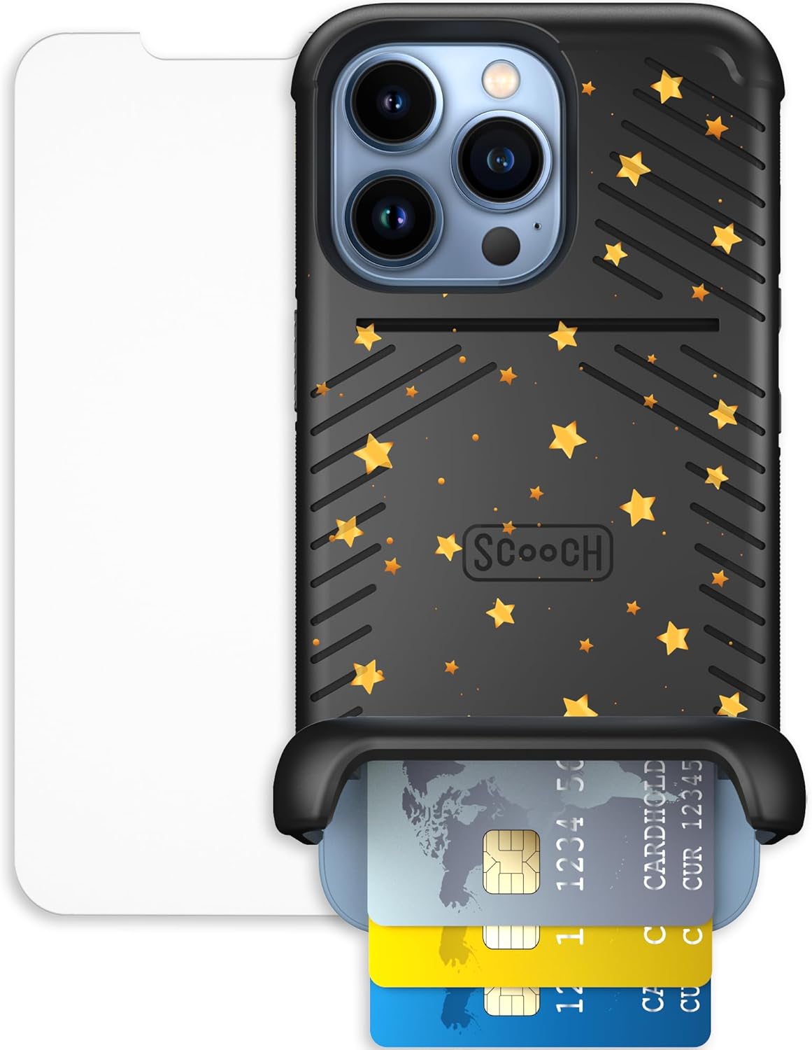Scooch iPhone 13 Pro Case with Card Holder and Kickstand Feature