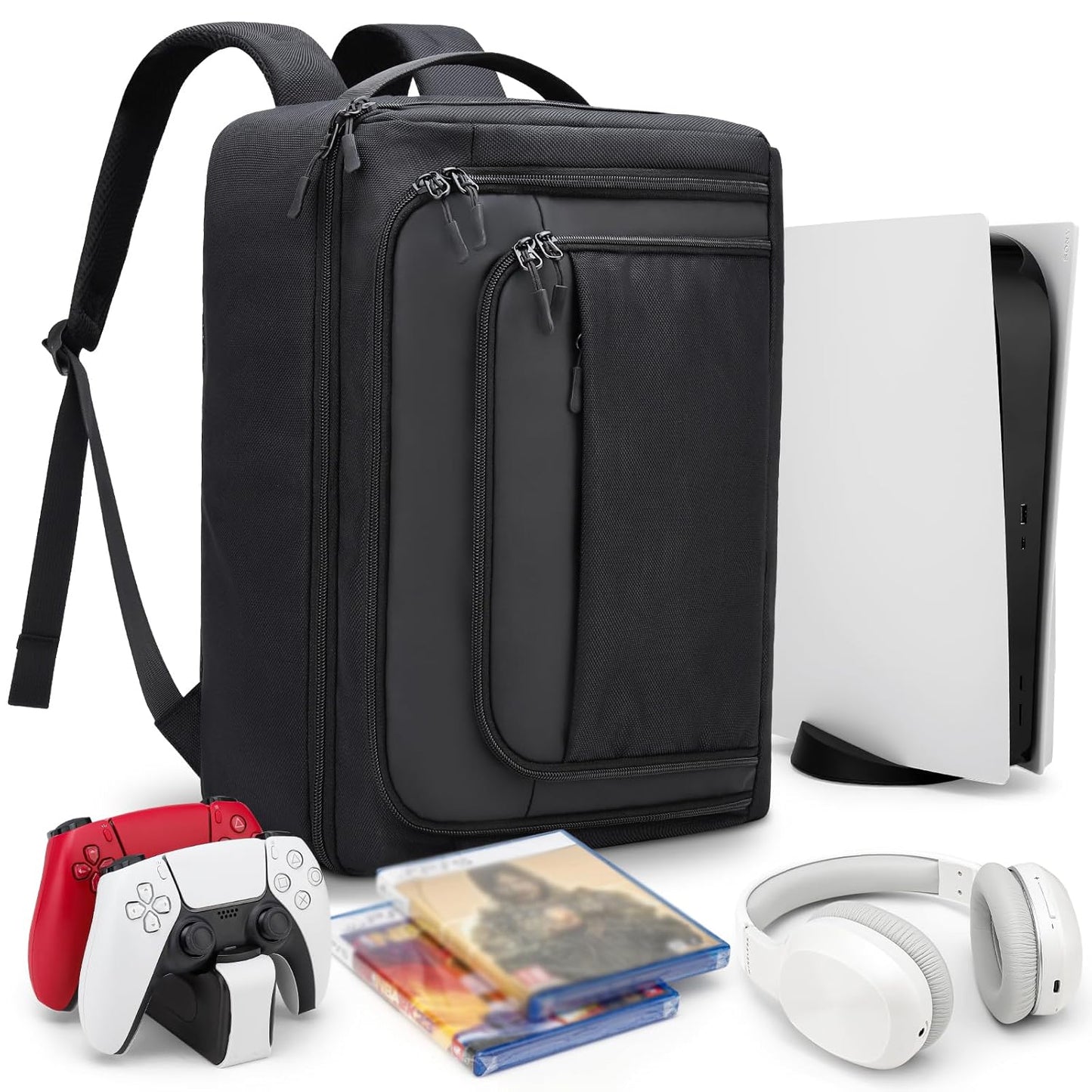 GDNasist Game Console Backpack for PS5 and Accessories