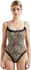 Women Square Neck Lace Bodysuit Sleeveless Spaghetti Strap Tank Top 6