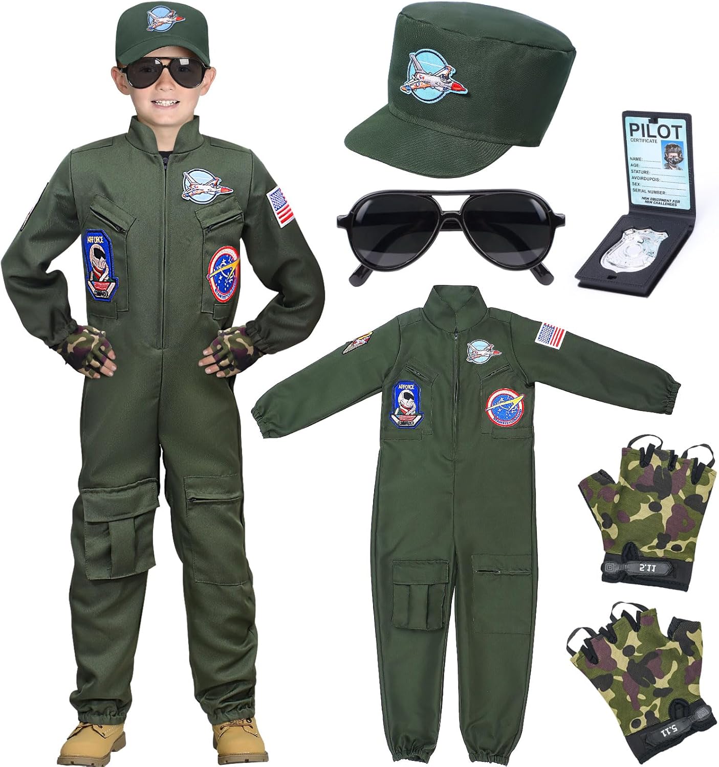 Fighter Pilot Costume for Kids - Cool Air Force Flight Suit