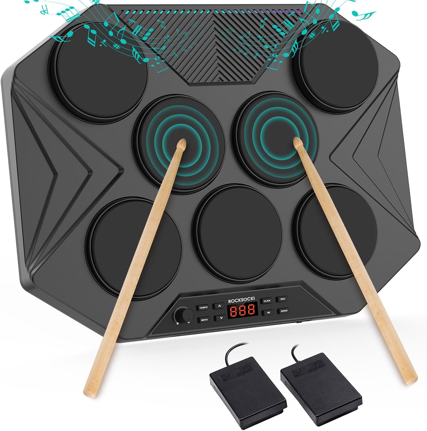 ROCKSOCKI Electronic Tabletop Drum Set for All Skill Levels