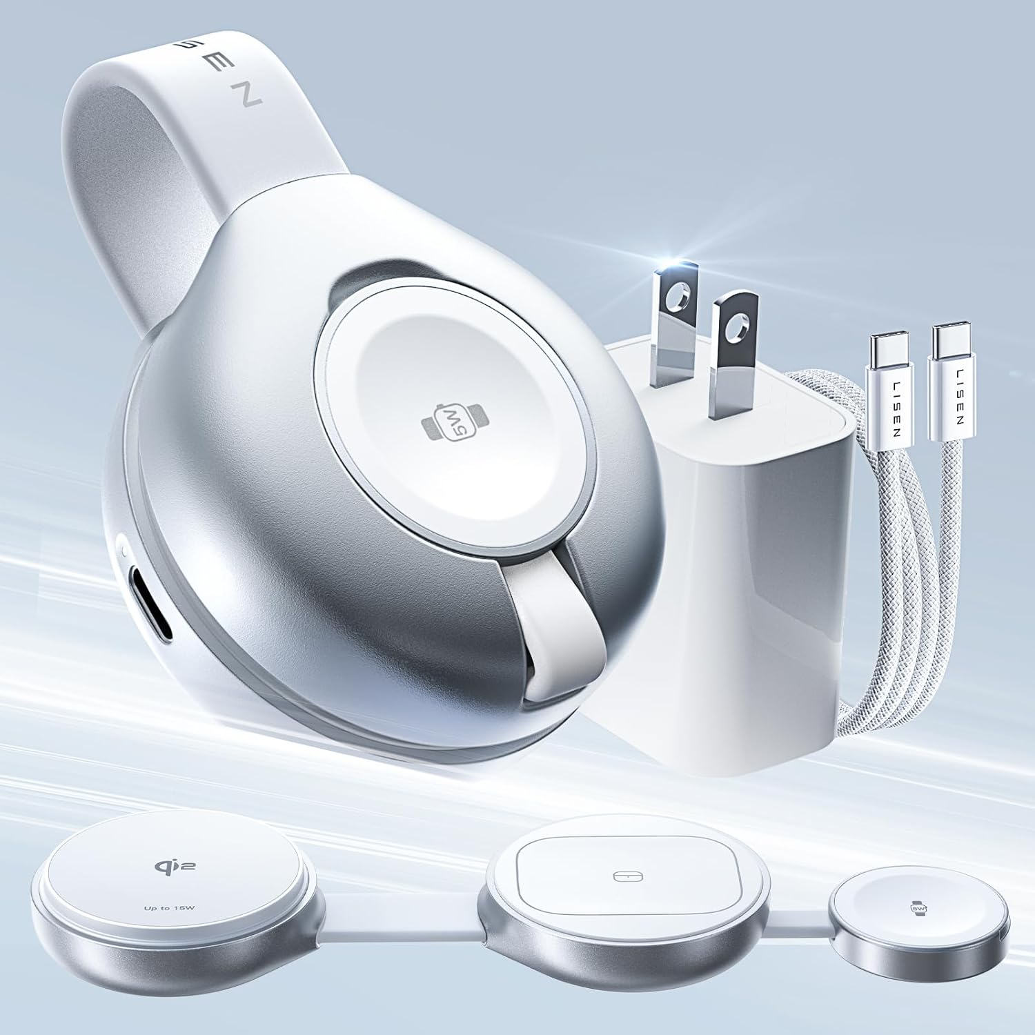 LISEN 15W Qi2 MagSafe Charger - 3 in 1 Charging Station