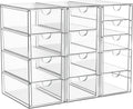 Acrylic Makeup Organizer with 13 Drawers - Clear, Stackable Storage
