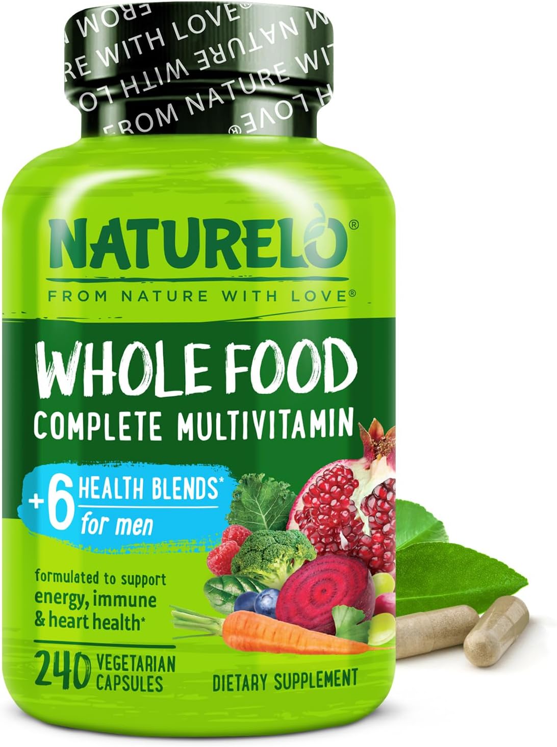 NATURELO Mens Multivitamins - Whole Food Multivitamin for Men