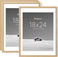 18x24 Picture Frame Set of 3 - Slim Natural Frames for Wall or Table