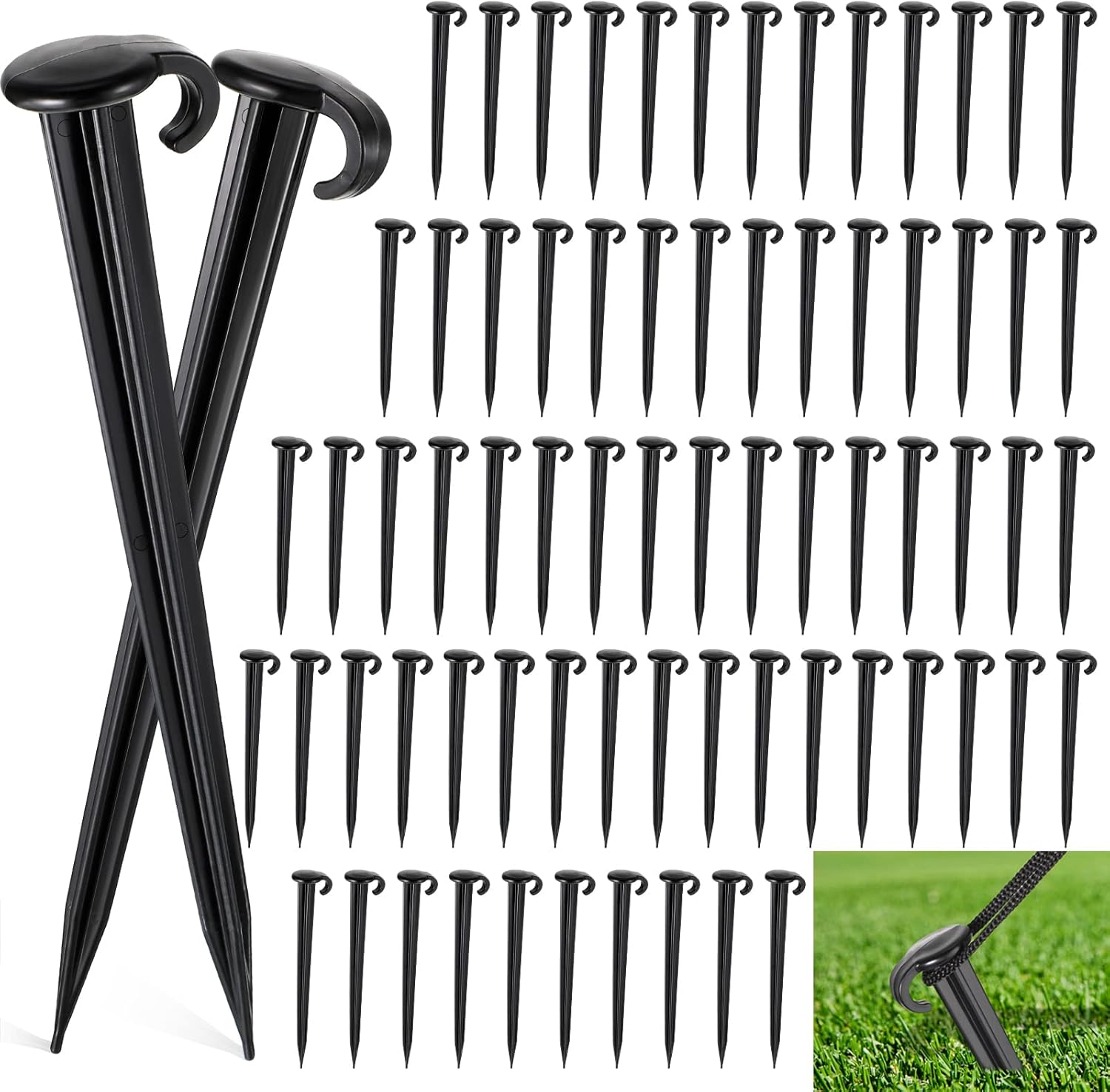 Vicenpal 100 Pcs 7 Inch Heavy Duty Plastic Yard Stakes for Outdoors