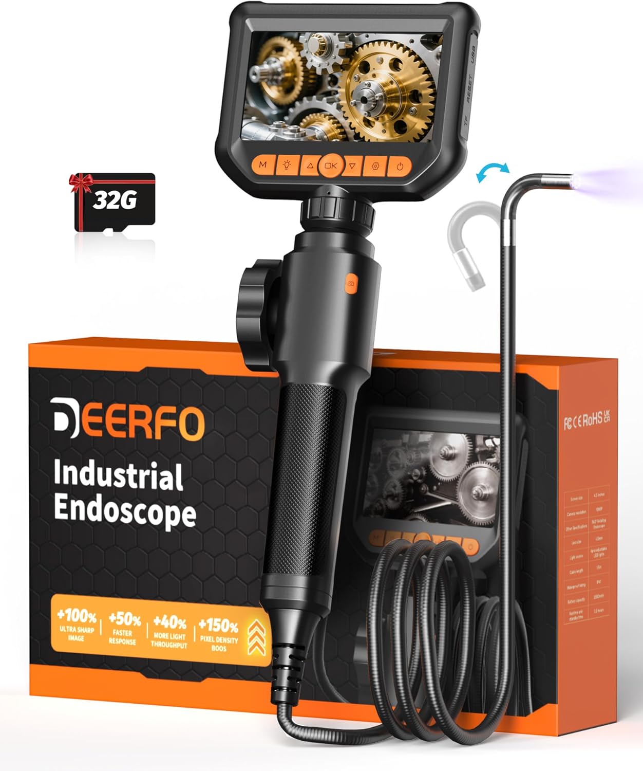2-Way Articulating Borescope Camera for Precise Inspections