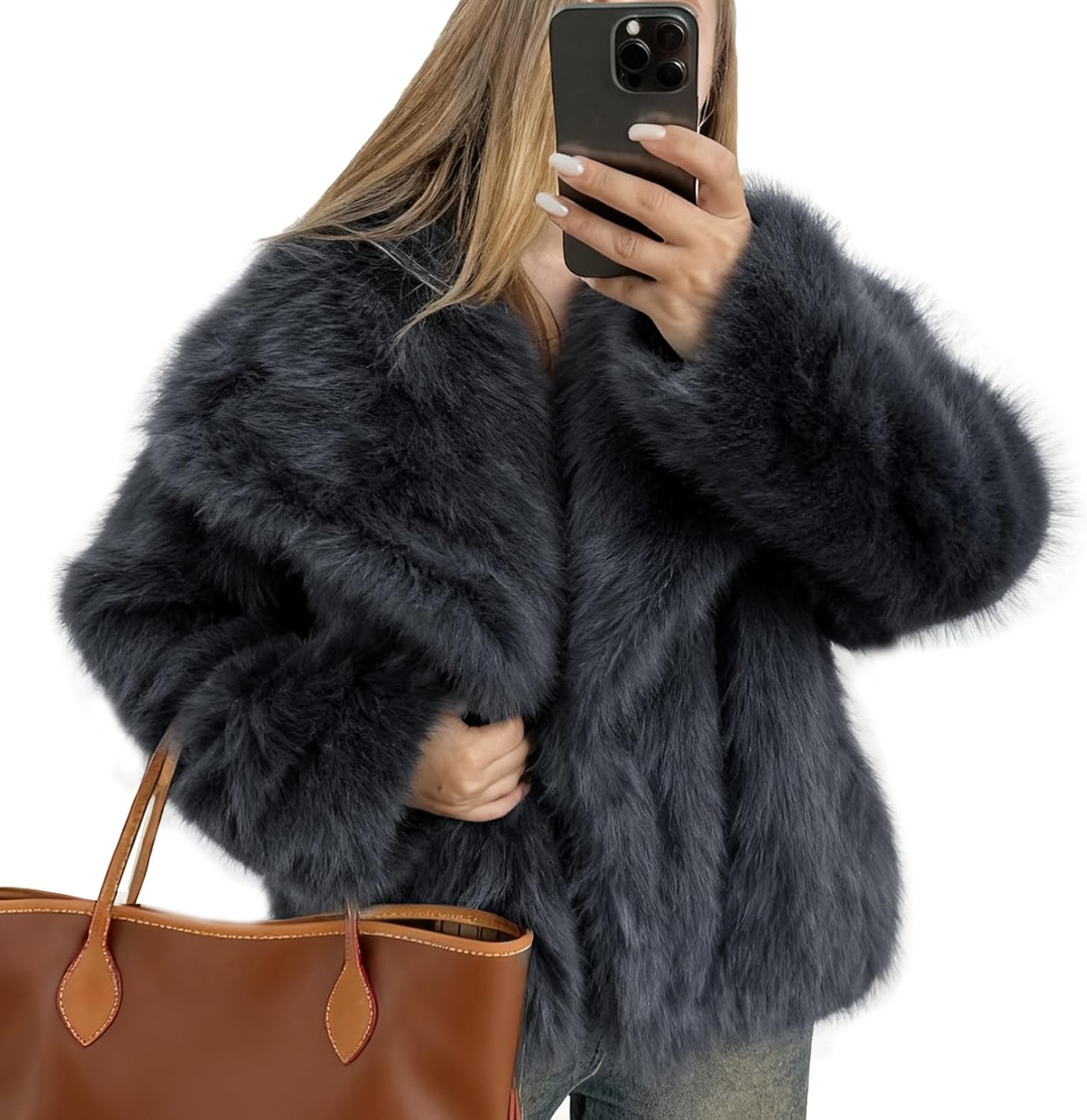 Flygo Women's Faux Fur Coat - Stylish Winter Jacket for Elegance