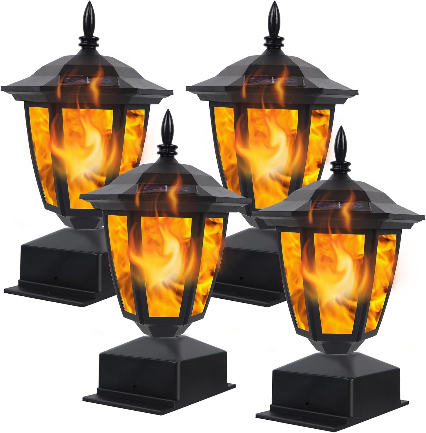Dynaming Solar Flame Post Lights for Outdoor Garden Decor