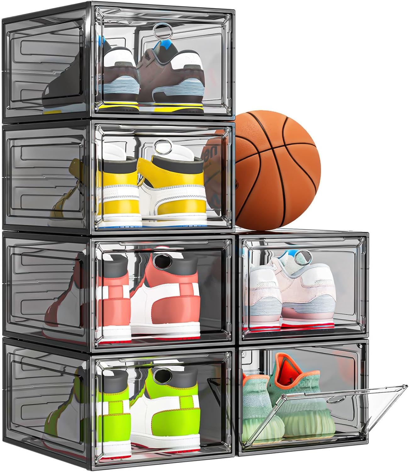 Thicken & Sturdy Clear Shoe Storage Organizer with Magnetic Door