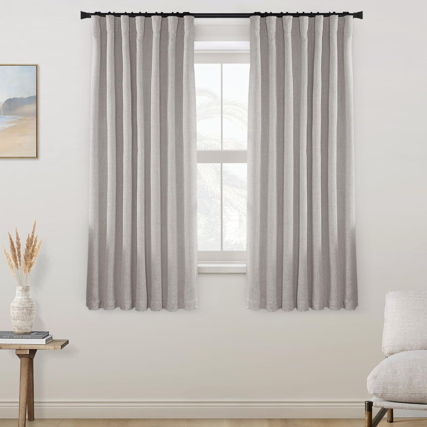 PANELSBURG Beige 100% Total Blackout Curtains for Home Decor