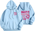 Pink Palm Puff Hoodie for Women Lightweight Oversize Pullover - Cozy