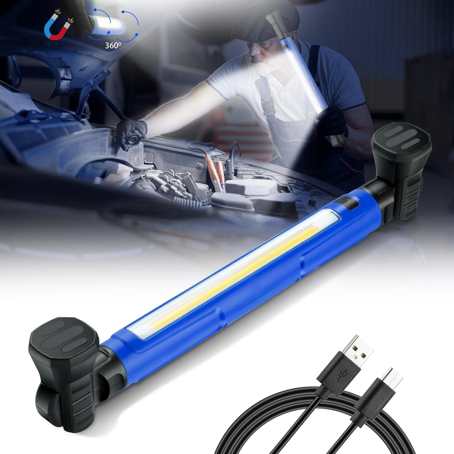 LED Work Light 3000LM Rechargeable Magnetic Underhood Light
