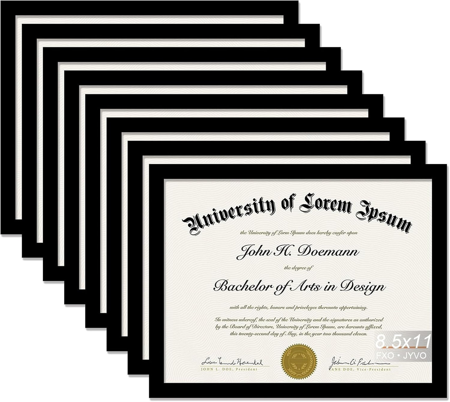 Black 8.5x11 Frame Display for Document and Certificate - 8 Packs