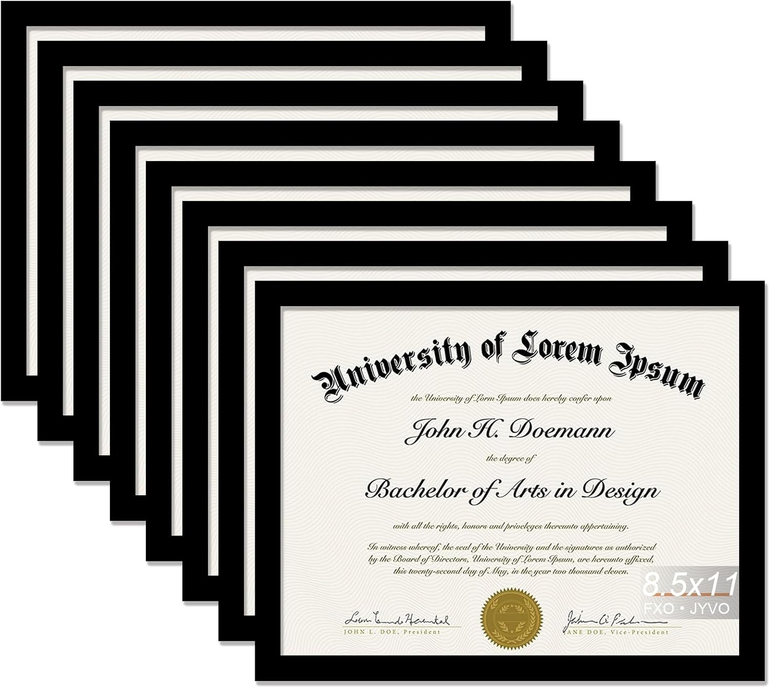 Black 8.5x11 Frame Display for Document and Certificate - 8 Packs