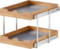 OCG 2 Tier Pull Out Cabinet Organizer (20W x 21D) - Slide-Out Wood