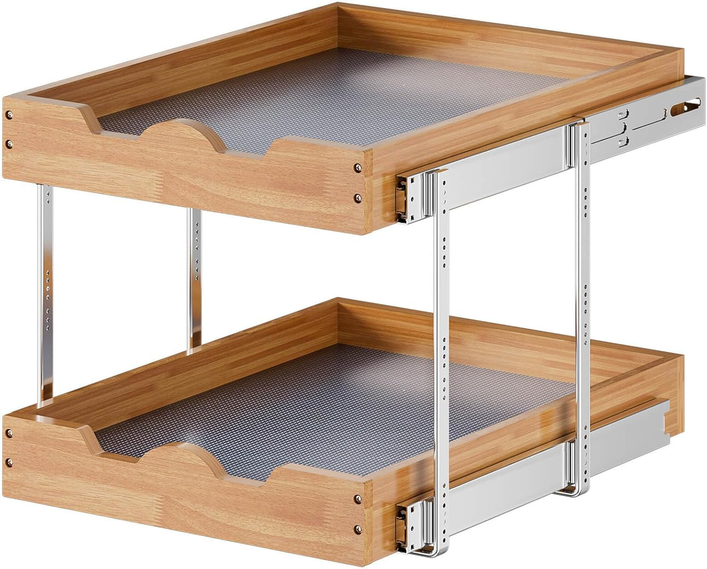 2 Tier Pull Out Cabinet Organizer for Kitchen and Bathroom Use