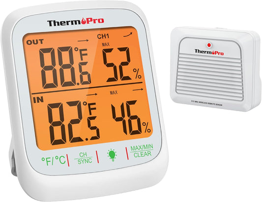 ThermoPro TP260B Wireless Indoor Outdoor Thermometer with Range