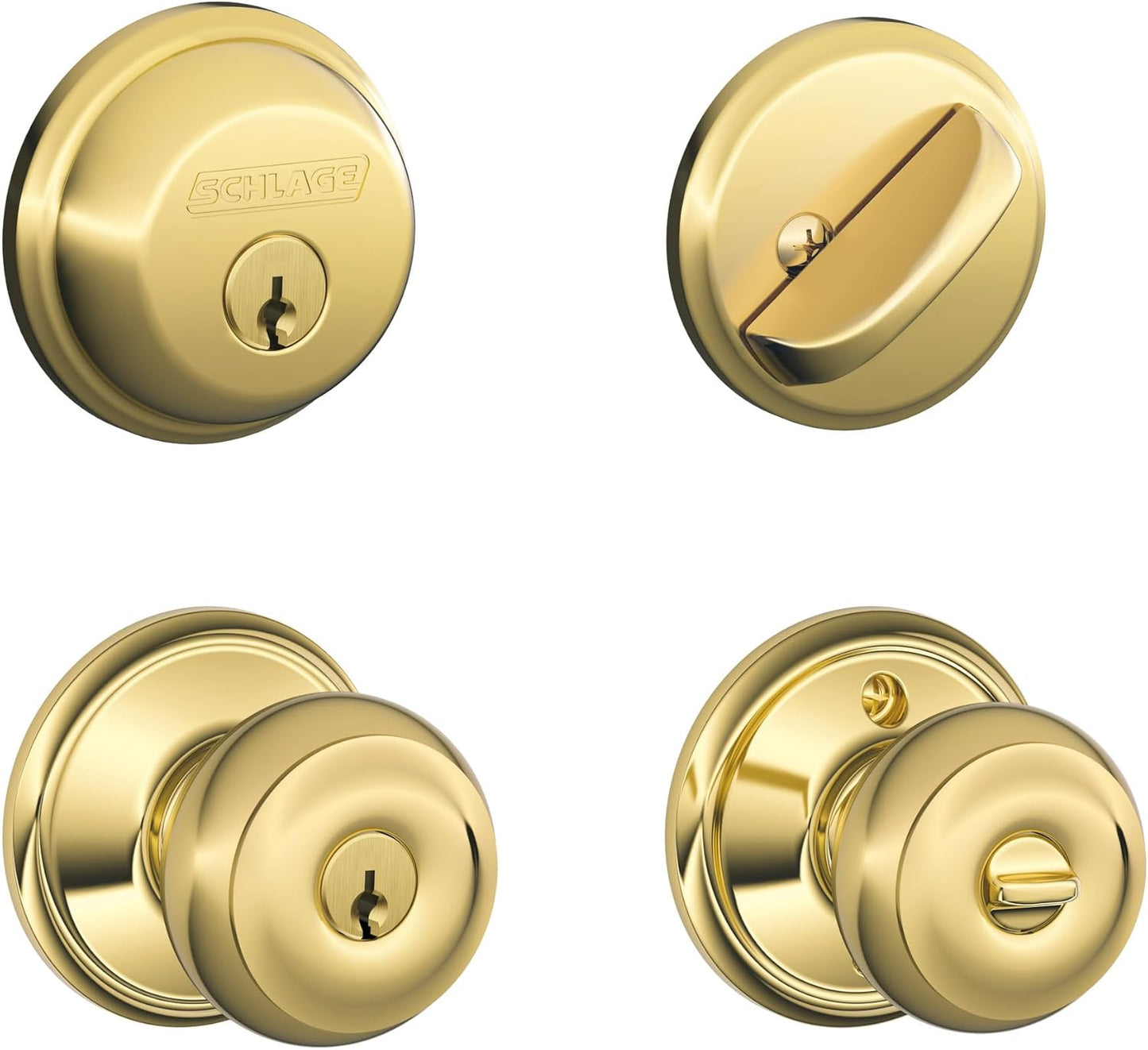 Schlage FB50N V GEO 505 B60 Deadbolt and Georgian Knob Set
