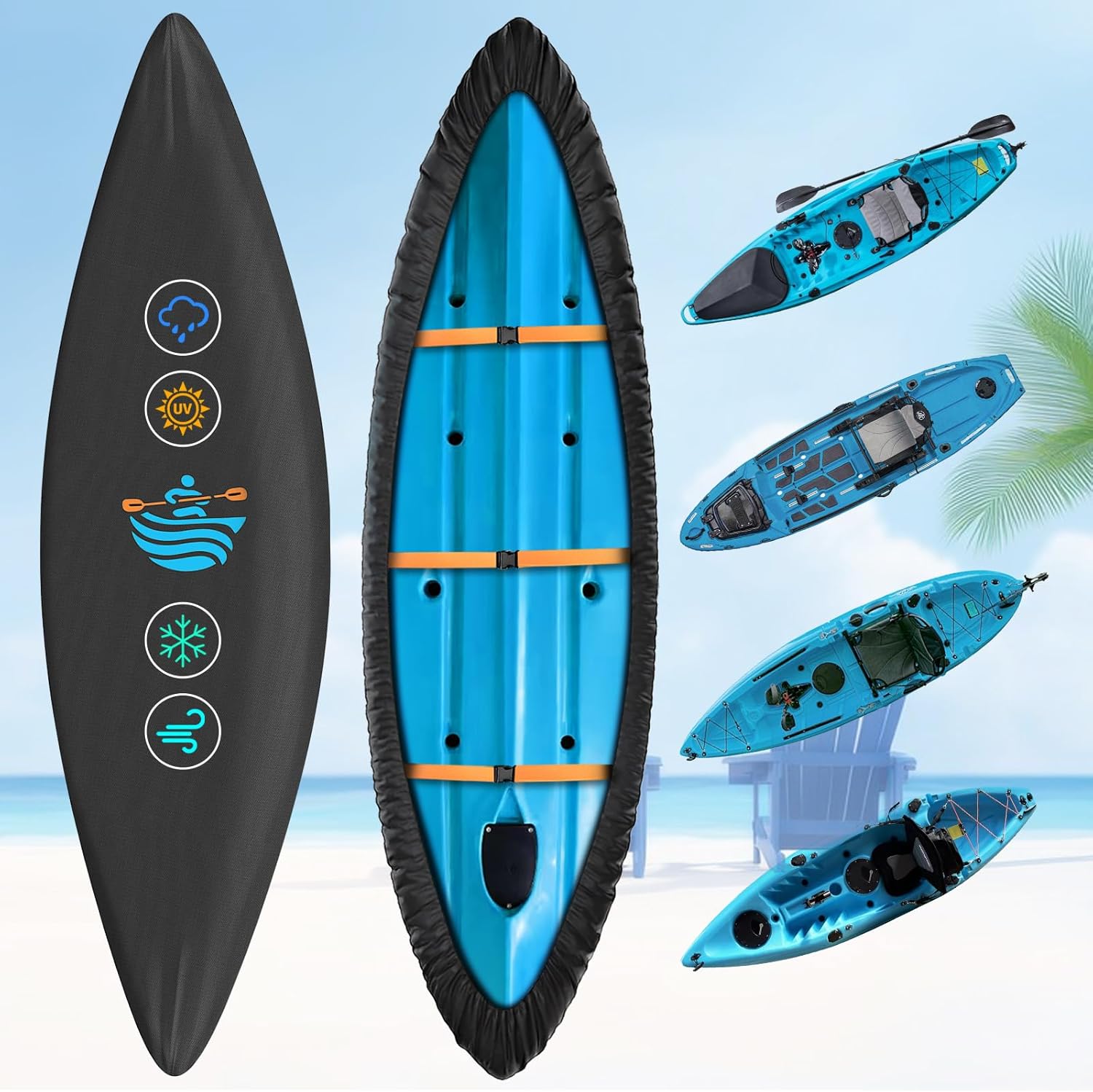 Heavy Duty Kayak Cover 520D Waterproof Canoe Storage Solution