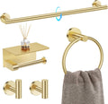 TQKAG 5 Piece Brushed Gold Bathroom Towel Bar Set - Durable Stainless