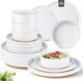 AmorArc Ceramic Dinnerware Set for 8 - 24pc Speckled Stoneware