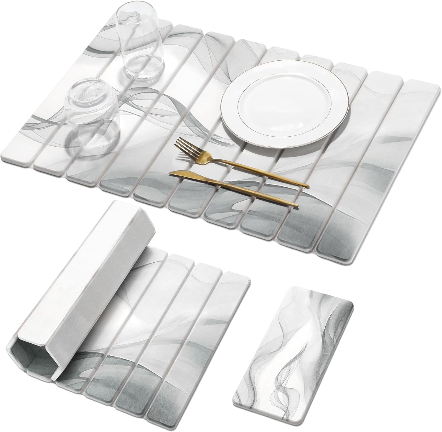 Large Stone Dish Drying Mat Set for Kitchen Counter Use