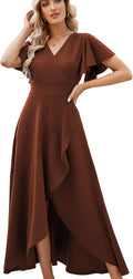 Long Black Split V-Neck Formal Dress for Women - Elegant Wrap Gown