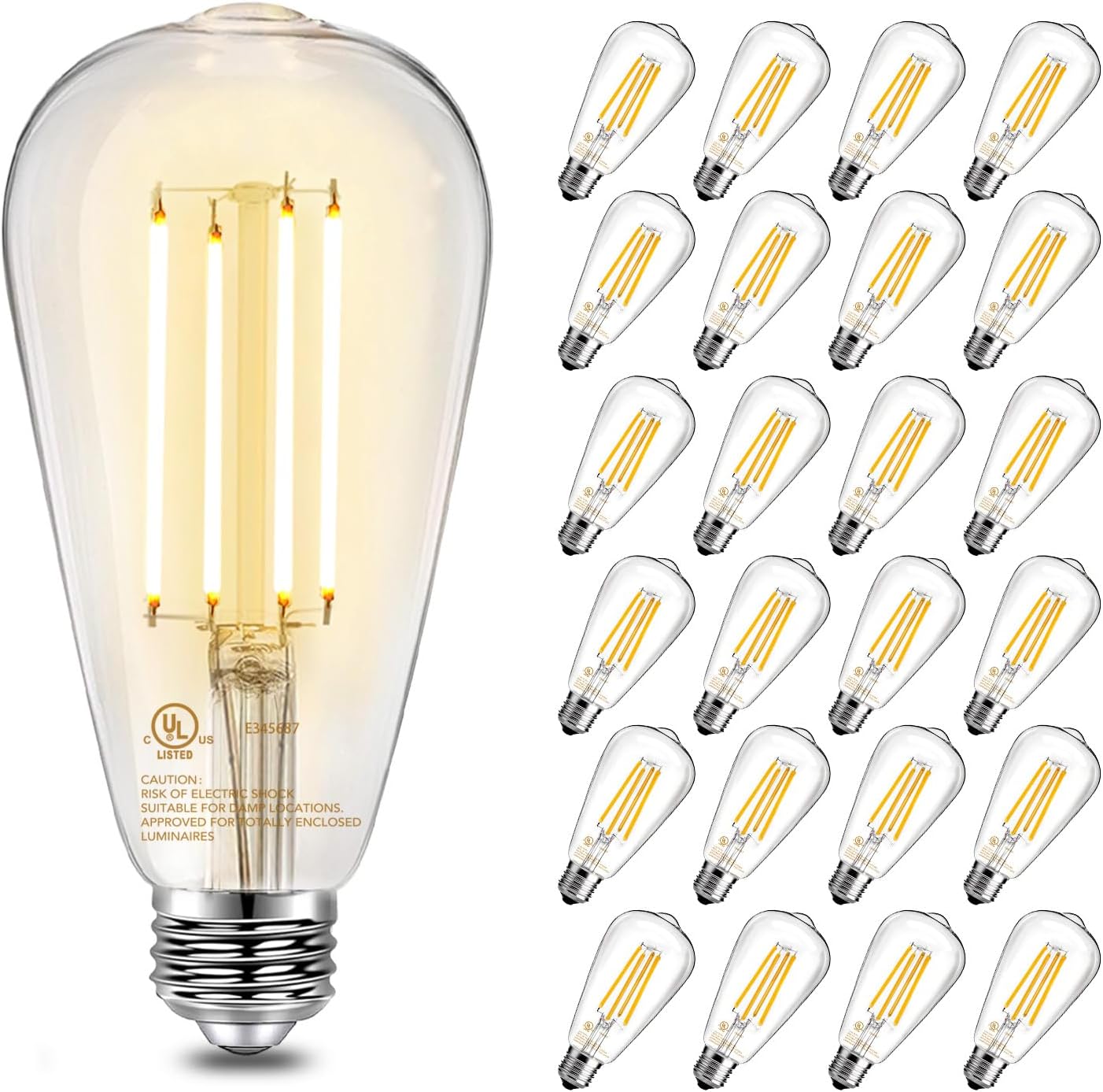 Vintage LED Edison Bulbs - Dimmable 60W Equivalent 24 Pack
