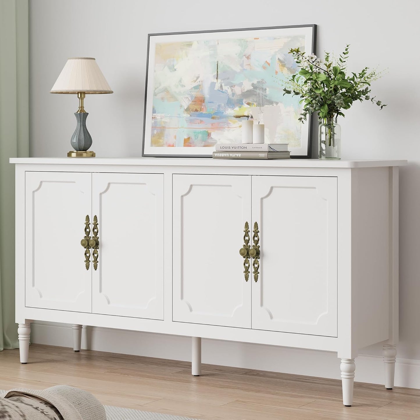 RoyalCraft Sideboard Buffet Cabinet: 58in Mid Century Modern Elegance
