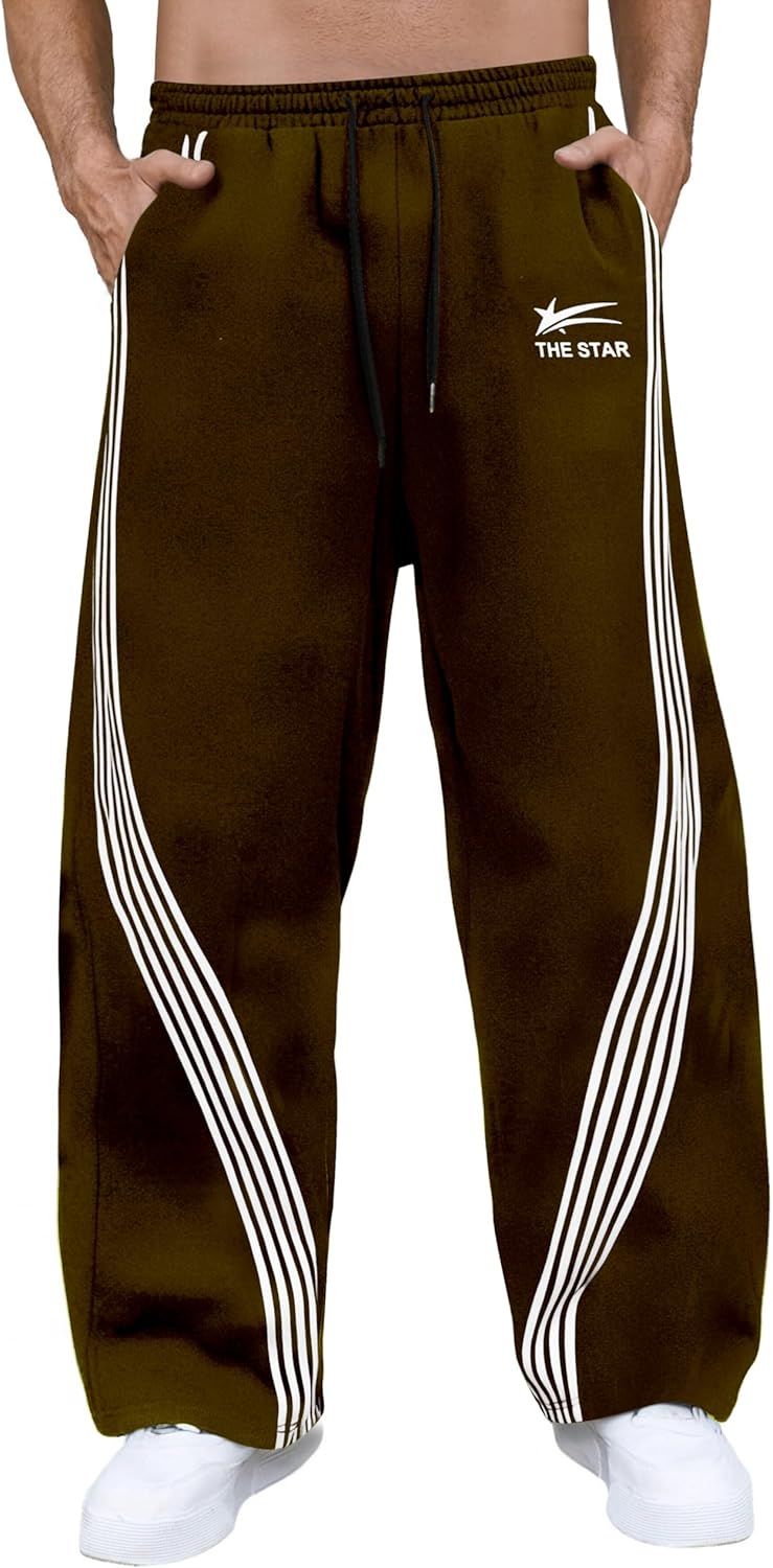 GORGLITTER Men's Baggy Wide Leg Sweatpants for Casual Style
