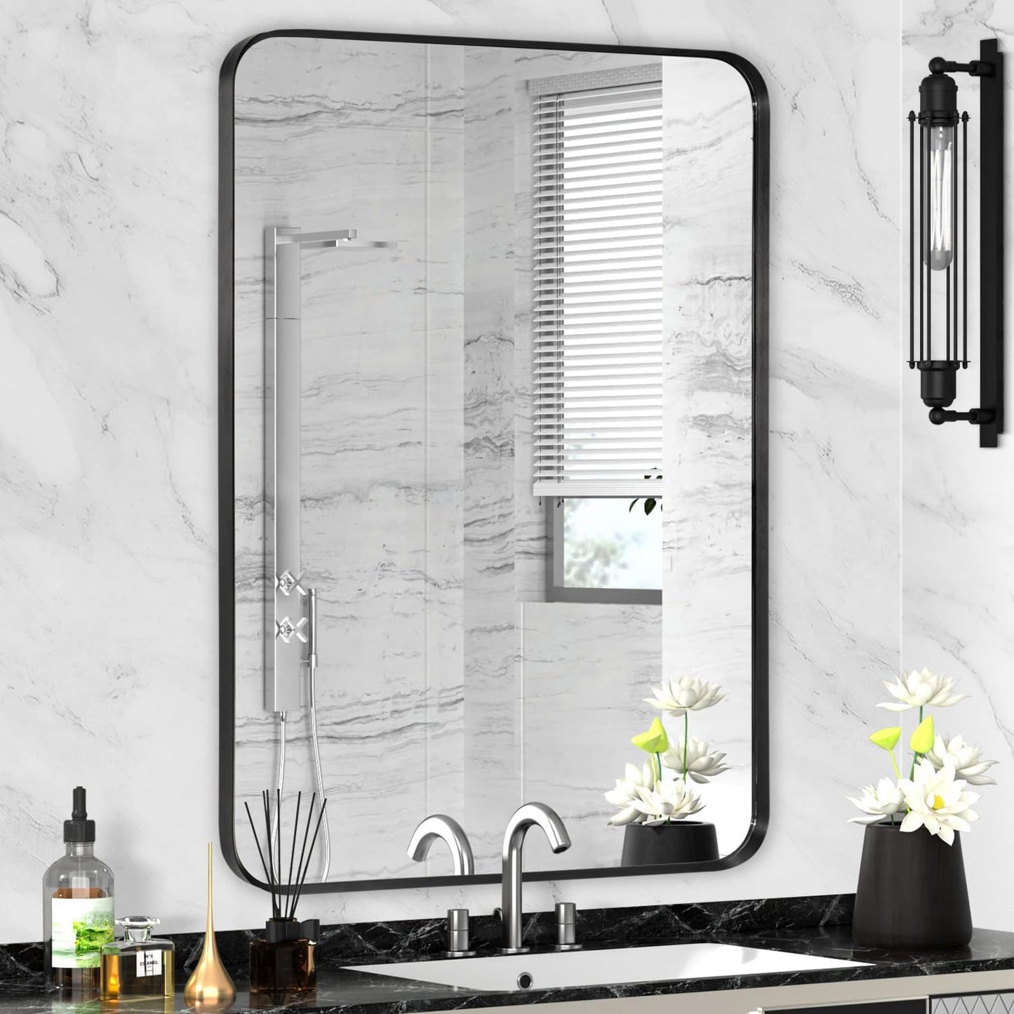Black Framed Bathroom Mirror for Wall - Stylish and Durable