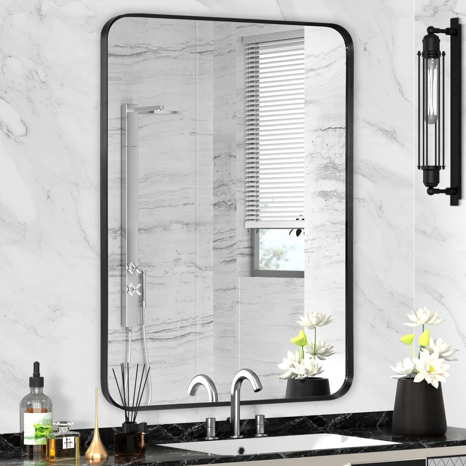 Black Framed Bathroom Mirror for Wall - Stylish and Durable