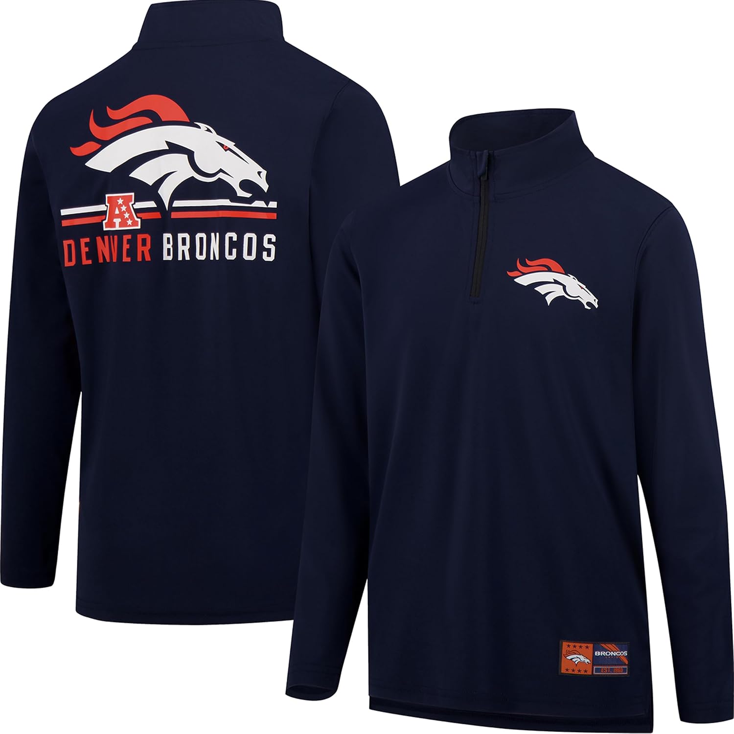 Ultra Game NFL Official Super Soft Quarter Zip Long Sleeve T-Shirt