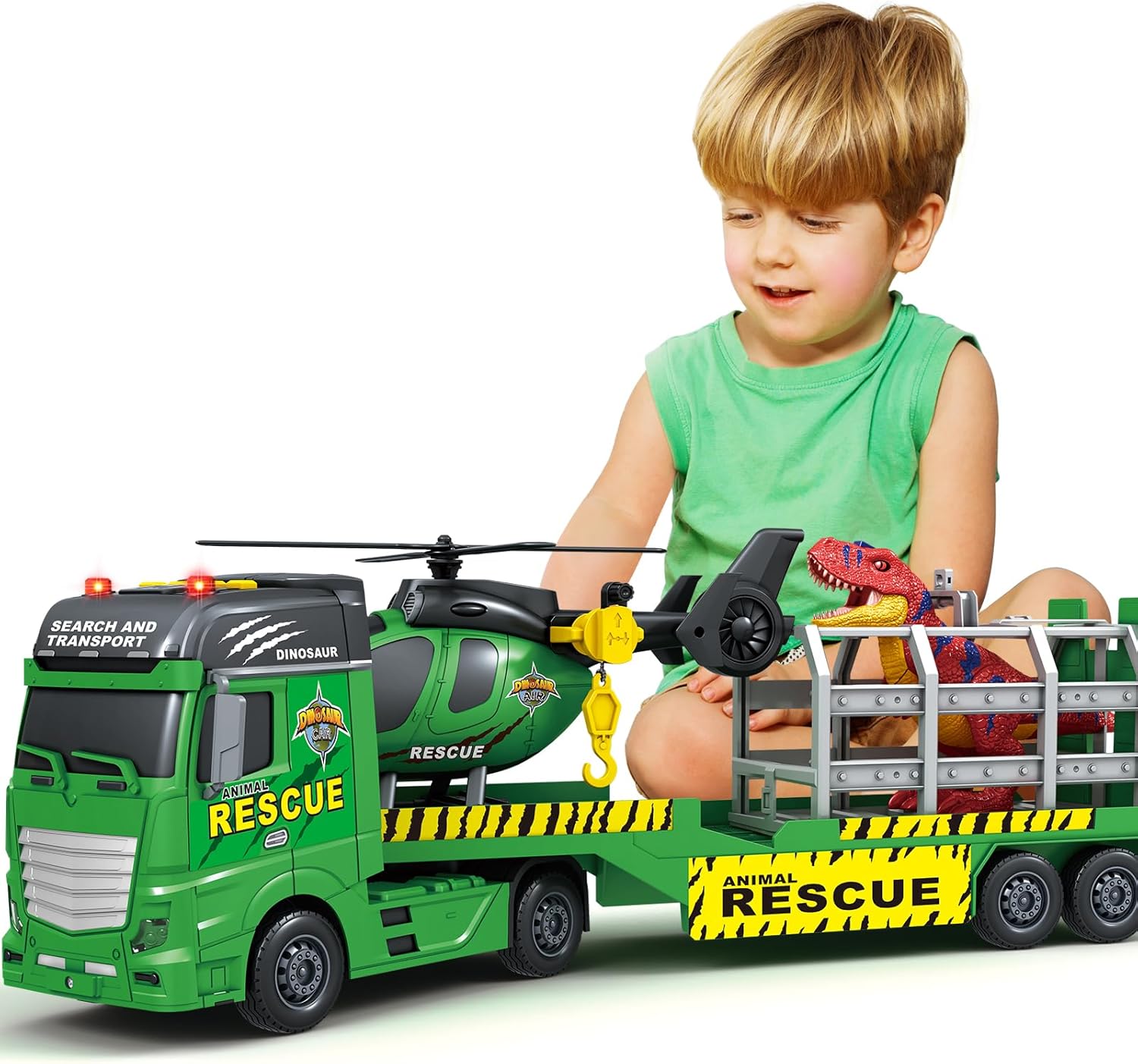 23-Inch Toddler Truck Toy with Dinosaur and Helicopter Fun