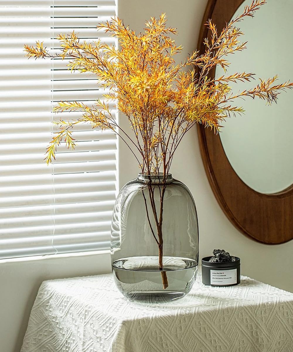 GeLive Smoked Glass Vase for Stunning Flower Arrangements