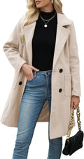 Bankeng Women Wool Blend Camel Mid-Long Coat - Warm, Classic Style