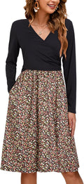 Womens V-Neck Maternity Nursing Dress - Floral Long Sleeve