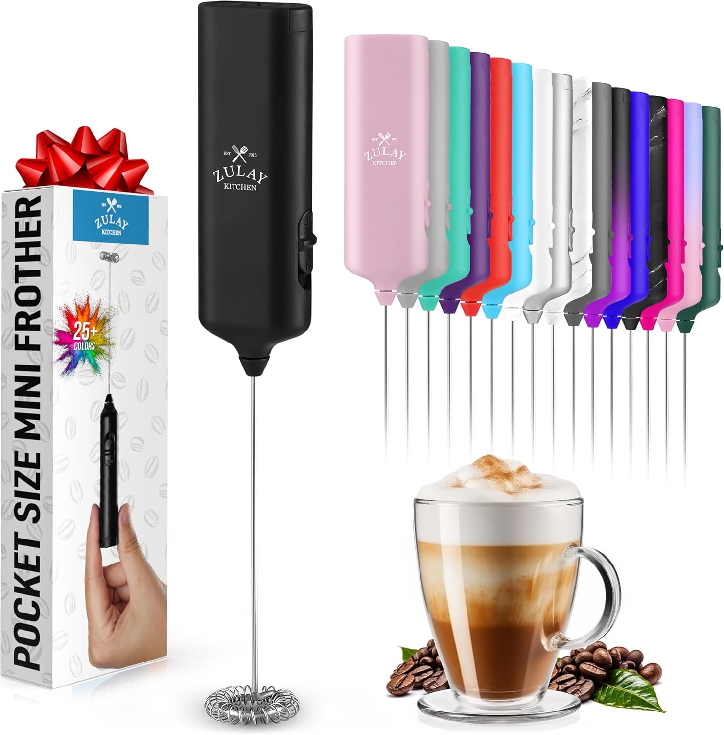 Zulay Mini Milk Frother - Powerful Drink Mixer