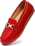 Womens Faux Leather Penny Loafers - Comfortable Slip-On Flats