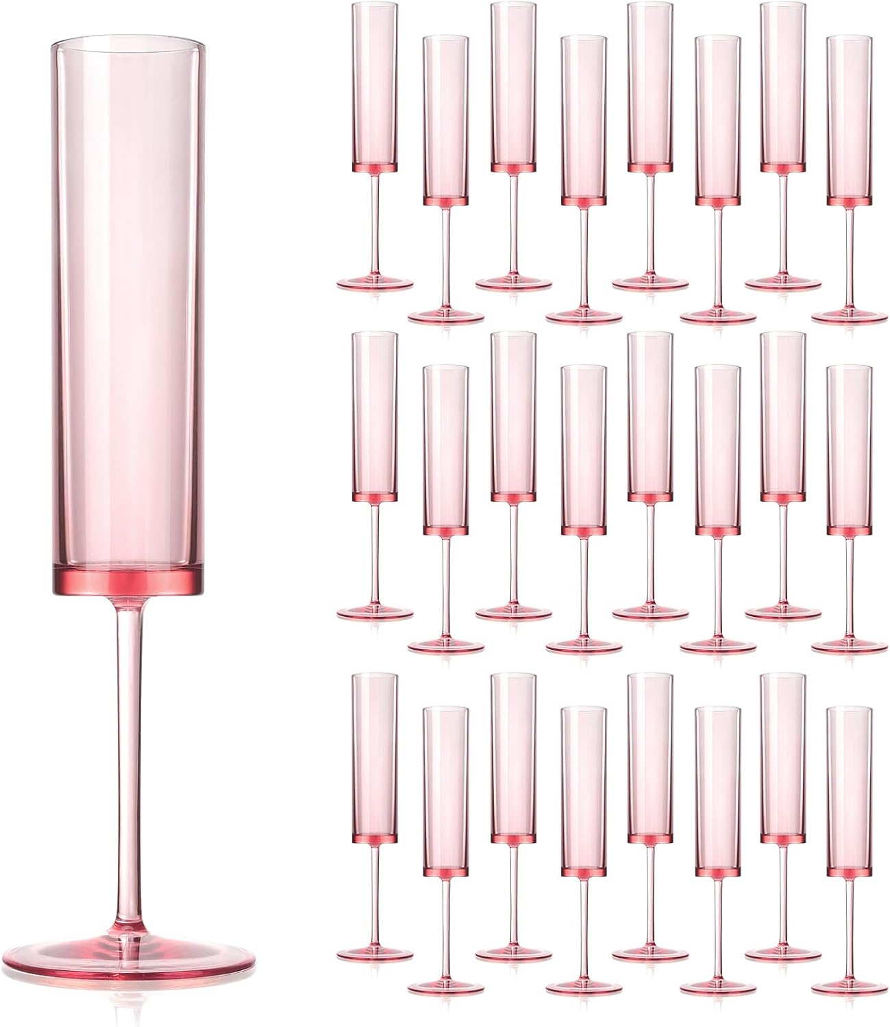 24 Pieces Pink Champagne Flutes for Elegant Celebrations