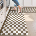 Kitchen Anti Fatigue Mat Set 17x47 + 17x29 - Cushioned Plaid Comfort